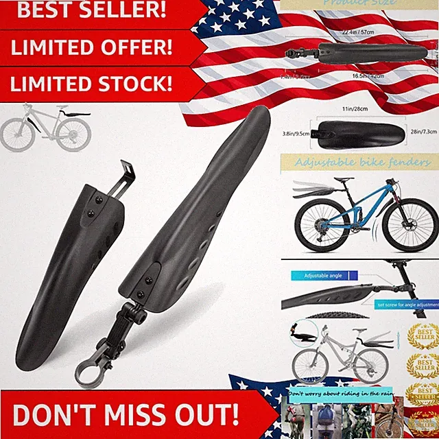 Black Bike Mudguard Set - Lightweight & Durable for Mountain/Road Bikes