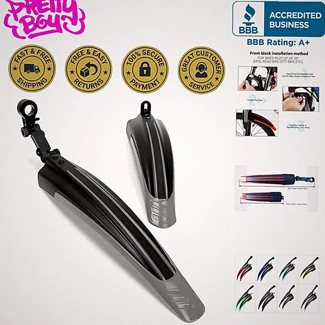 Durable Gray Bicycle Mudguard Set | Easy Installation for Road & Mountain Bikes