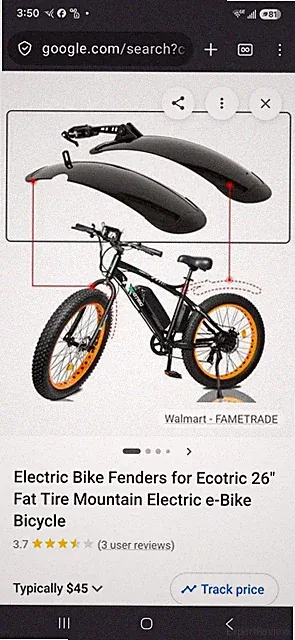 Ebike / Mountain Bike Fenders Fat Tire Mudguards 20" Or 26" , 4 inch